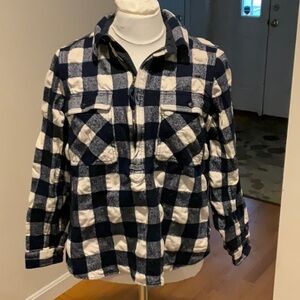 J Crew half zip flannel shirt/top Sz Large